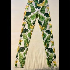 Goldsheep Yoga Workout Pants Banana Leaf Print XS